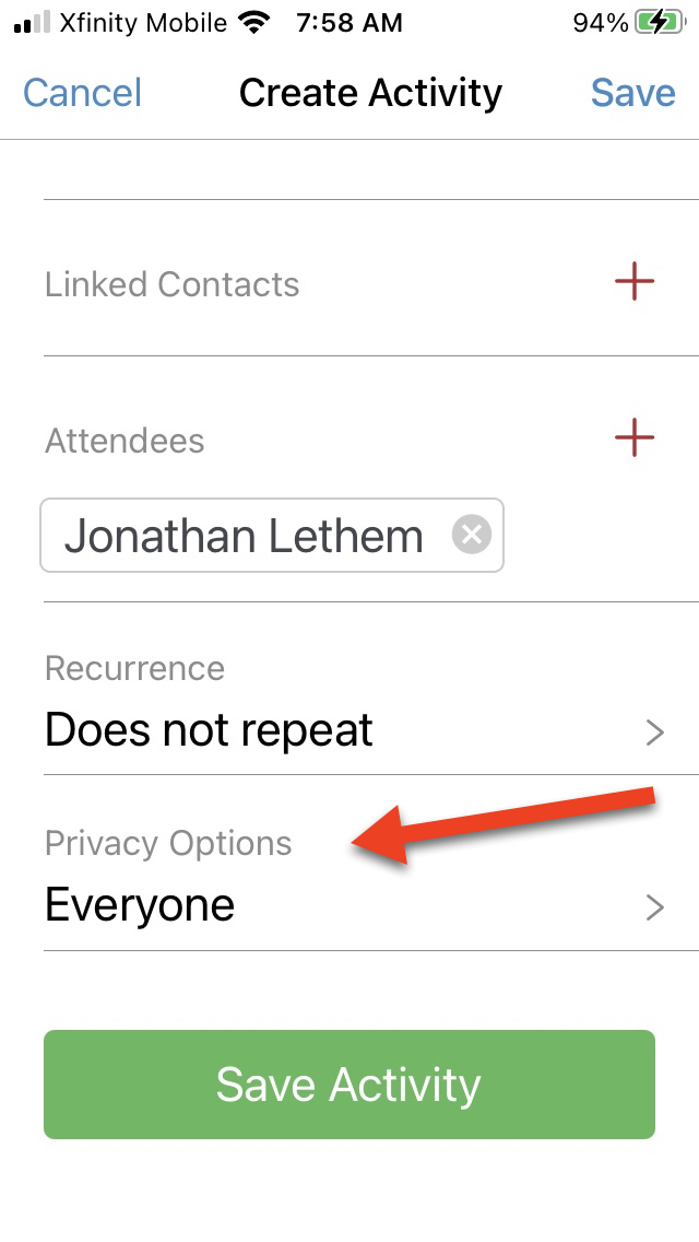 select privacy options