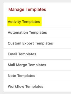 select activity templates