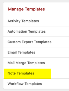 select note templates