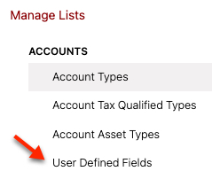 manage account user defined fields